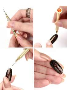 1 dụng cụ khoan lỗ trang trí móng tay, bút chấm bi, nhẫn, đồ dùng làm móng tại tiệm - Vàng - Xem 5