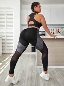 Yoga Basic Plus Zip Up Racer Back Sports Bra - Black - View 5