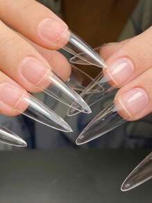 240pcs/Bag Full Cover Press On Stiletto Long False Nail Tips Soak Off Gel Nail Extension Tip For Acrylic Nails Nail Supplies - Clear - View 1