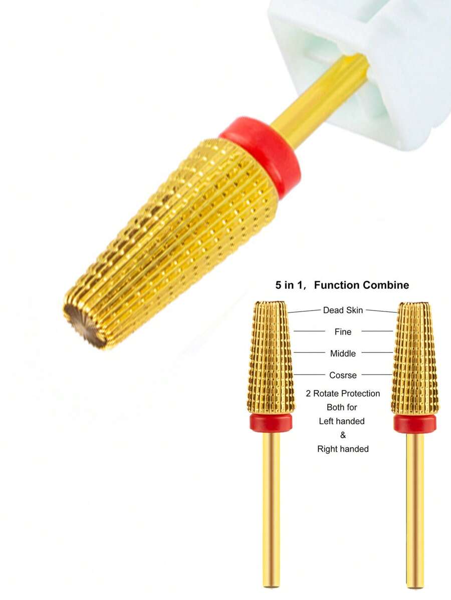 1入組5合1鎢美甲鑽頭拋光頭 - 彩色 - 查看 1