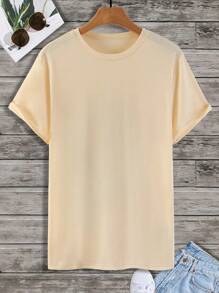 Manfinity EMRG 男士標語圖案T恤 - 卡其色 - 查看 2