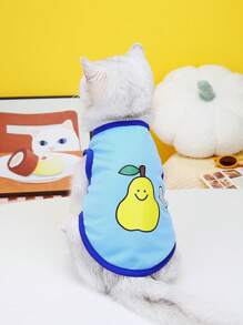 梨子印花寵物背心上衣適用於狗狗和貓適合夏天 - 藍色 - 查看 1