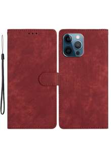 Ốp điện thoại thiết kế dạng ví chắc chắn kèm dây đeo, phiên bản quốc tế, không phải phiên bản nội địa. - Màu Đỏ Sâu - Xem 1