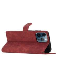 Ốp điện thoại thiết kế dạng ví chắc chắn kèm dây đeo, phiên bản quốc tế, không phải phiên bản nội địa. - Màu Đỏ Sâu - Xem 2