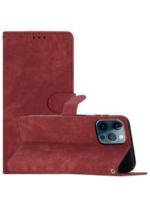 Ốp điện thoại thiết kế dạng ví chắc chắn kèm dây đeo, phiên bản quốc tế, không phải phiên bản nội địa. - Màu Đỏ Sâu - Xem 5