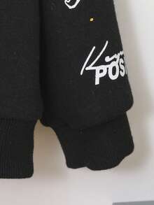 SHEIN 男嬰可愛街頭塗鴉印花寬鬆圓領套頭衫 - 黑色 - 查看 4