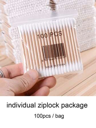 100支一次性化妝棉籤不起毛微芽棉籤清潔棒化妝棉籤