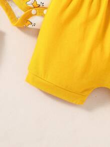 Baby Boy Summer Casual Cartoon Printed Bodysuit And Shorts Set - Multicolor - View 4