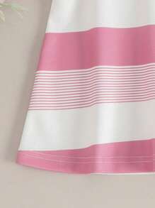 Baby Cartoon Graphic Colourblock Polo Neck Tee Dress - Multicolor - View 3