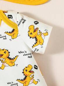 Baby Boy Summer Casual Cartoon Printed Bodysuit And Shorts Set - Multicolor - View 8