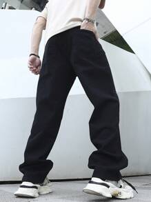 Manfinity EMRG Loose Men's Cotton Lightning Print Straight Leg Jeans