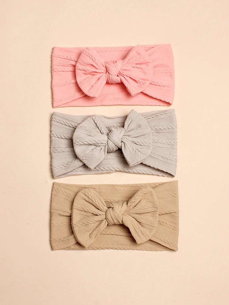 3入組嬰兒蝴蝶結裝飾髮帶 - 彩色 - 查看 1