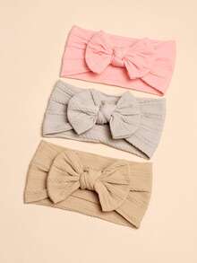 3入組嬰兒蝴蝶結裝飾髮帶 - 彩色 - 查看 2