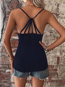 SHEIN LUNE 素色吊帶上衣 - 藏蓝色 - 查看 1