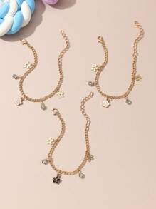 3入組女孩花朵掛飾手鏈 - 彩色 - 查看 3