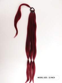 Extra Long Braided Ponytail Synthetic Hair Extension - Burgundy - View 2