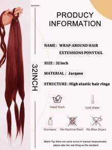 Extra Long Braided Ponytail Synthetic Hair Extension - Burgundy - View 3