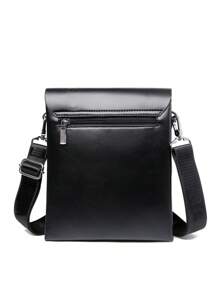 Túi vuông nắp nhỏ đa chức năng Túi đeo vai tối giản PU đen Túi đeo chéo Túi thông thường Túi đeo chéo cho học sinh trung học Sinh viên đại học Sinh viên năm nhất - màu đen - Xem 2