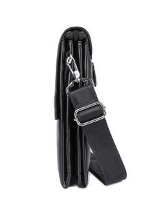 Túi vuông nắp nhỏ đa chức năng Túi đeo vai tối giản PU đen Túi đeo chéo Túi thông thường Túi đeo chéo cho học sinh trung học Sinh viên đại học Sinh viên năm nhất - màu đen - Xem 5