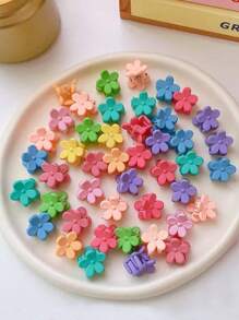 30pcs Girls Random Color Flower Design Fashion Hair Claw For Daily Life - Multicolor - View 2