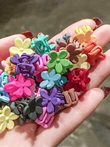 30pcs Girls Random Color Flower Design Fashion Hair Claw For Daily Life - Multicolor - View 3