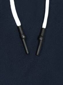 Manfinity Homme Men Striped Print Drawstring Waist Flap Pocket Cargo Shorts - Navy Blue - View 3