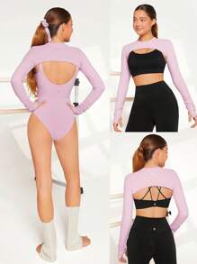 GLOWMODE FeatherFit™ Crop Shrug Top - Baby Pink - View 7