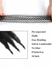8pcs Pre-Separated Springy Afro Twist Synthetic Hair, Pre-Fluffy Crochet Hair With 1 Needle & 5 Rings - Black - View 4