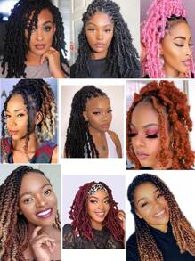 8pcs Pre-Separated Springy Afro Twist Synthetic Hair, Pre-Fluffy Crochet Hair With 1 Needle & 5 Rings - Black - View 7