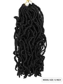 8pcs Black Soft Faux Locs Crochet Synthetic Braid Hair, 1 Needle With 5 Random Color Rings - Black - View 2