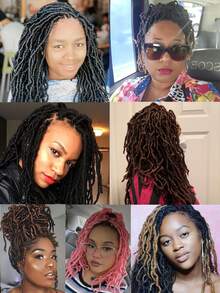 8pcs Black Soft Faux Locs Crochet Synthetic Braid Hair, 1 Needle With 5 Random Color Rings - Black - View 6