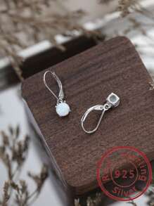 Exquisite Opal Decor Sterling Silver Drop Earrings For Women For Daily Decoration - Silver - View 2