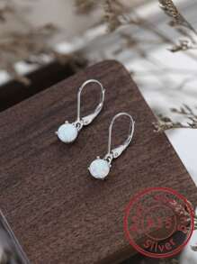 Exquisite Opal Decor Sterling Silver Drop Earrings For Women For Daily Decoration - Silver - View 3