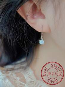 Exquisite Opal Decor Sterling Silver Drop Earrings For Women For Daily Decoration - Silver - View 5