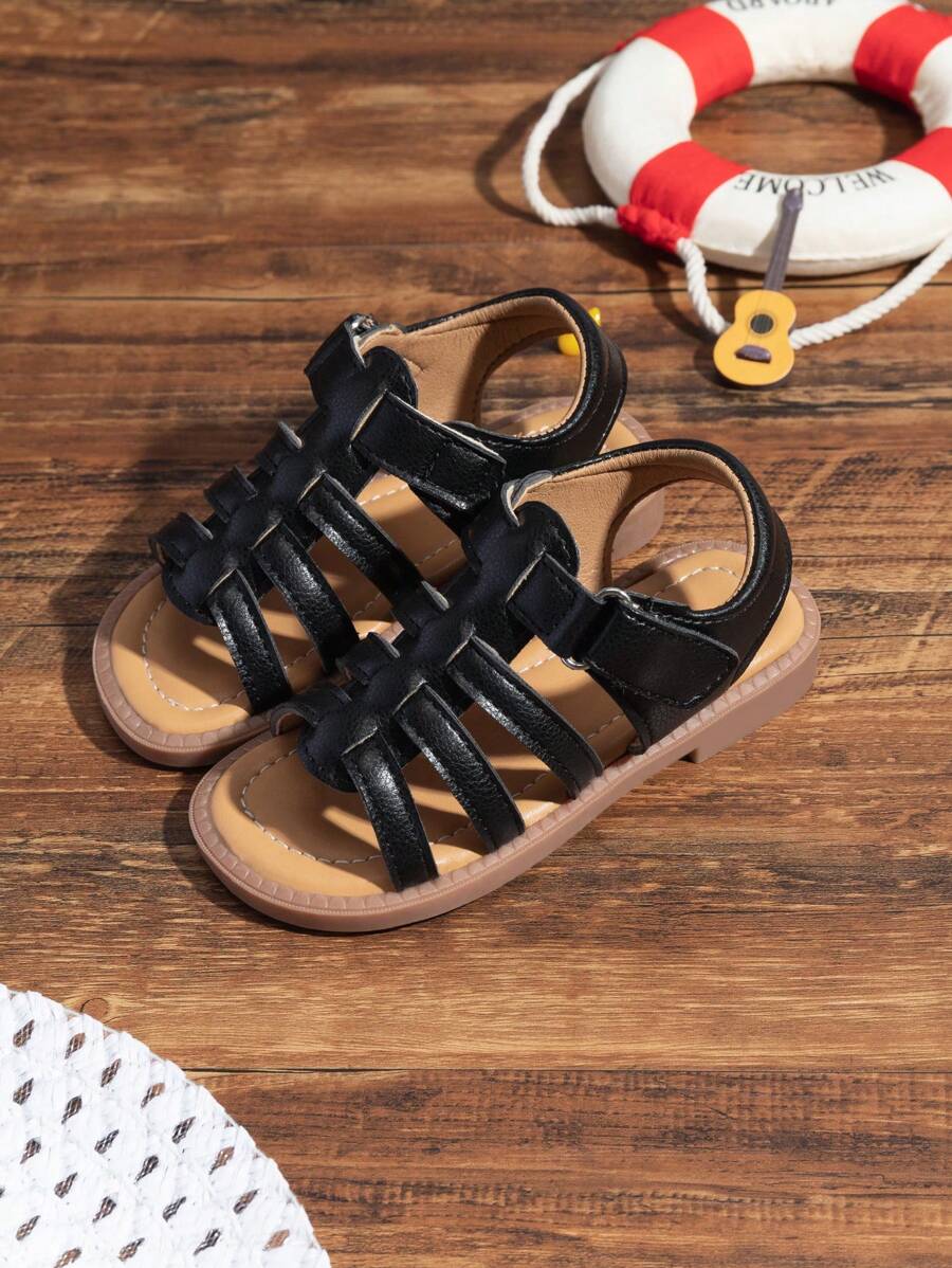 Cô gái Hook-and-loop Fastener Hollow Out Dép đấu sĩ thời trang cho ngoài trời - màu đen - Xem 1