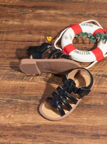 Cô gái Hook-and-loop Fastener Hollow Out Dép đấu sĩ thời trang cho ngoài trời - màu đen - Xem 4