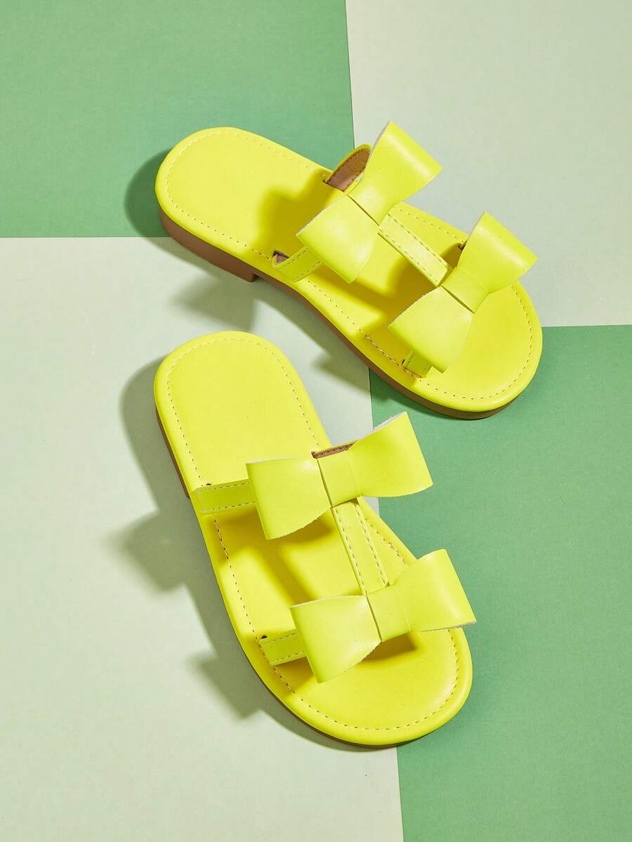 Chicas Zapatillas con diseño de lazo dulce para verano - Amarillo - Ver 1