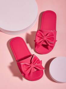 Chicas Zapatillas con diseño de lazo con banda única para verano - Rosa Fucsia - Ver 1