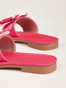 Chicas Zapatillas con diseño de lazo con banda única para verano - Rosa Fucsia - Ver 2