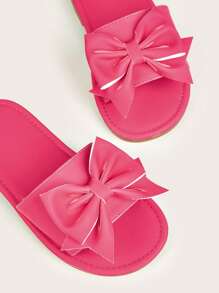 Chicas Zapatillas con diseño de lazo con banda única para verano - Rosa Fucsia - Ver 3