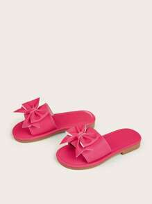 Chicas Zapatillas con diseño de lazo con banda única para verano - Rosa Fucsia - Ver 4