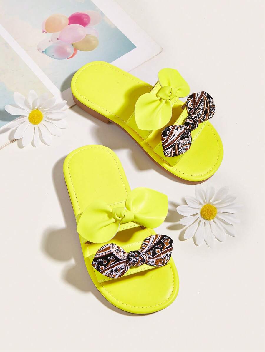 Chicas Zapatillas con diseño de lazo para verano - Amarillo - Ver 1