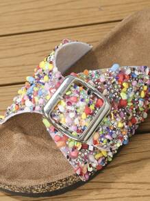 roulvxiang Phụ nữ đính cườm & khóa trang trí dép footbed, dép thời trang sequins - Nhiều màu - Xem 4