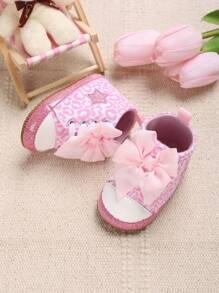 Baby Bow Decor Leopard Print High-top Sneakers - Pink - View 1