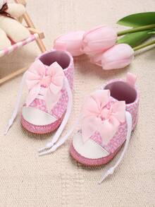 Baby Bow Decor Leopard Print High-top Sneakers - Pink - View 4