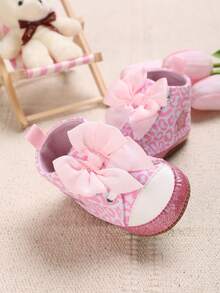 Baby Bow Decor Leopard Print High-top Sneakers - Pink - View 6