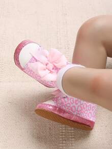 Baby Bow Decor Leopard Print High-top Sneakers - Pink - View 7