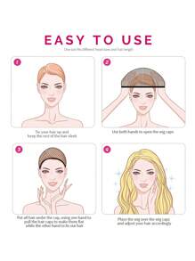 4 piezas Gorro de peluca universal - Negro - Ver 5