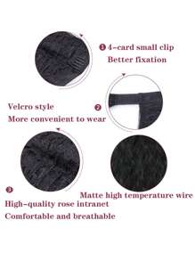 長款卷馬尾合成纖維接髮 - 黑色 - 查看 4