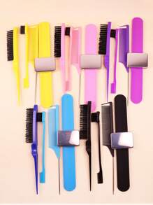 梳子套裝,4入組粉色髮刷套裝,磁性腕帶,邊受控眼淚梳子,髮夾矽膠髮梳 - 粉色 - 查看 1